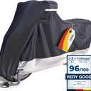 VELMIA Motorcycle Cover - Extremely Heat Resistant up to 550F, Waterproof for All Seasons, Fits Motorcycles, Scooters, Mopeds & Harleys ([L] 91 x 39 x 49 in)