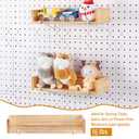 Marsui 2 Pcs Wooden Pegboard Shelf with Acrylic 12.2 x 3.94 Inch Wood Display Shelves Brackets with Metal Hooks Heavy Duty Pegboard Accessories for Storage and Organization