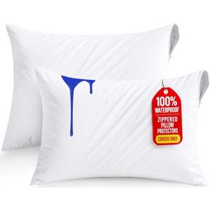 Utopia Bedding Set of 2 Waterproof Pillow Protectors with Zipper Standard Size (White), Ultra Soft Pillow Covers, Bed Bug and Dust Mite Proof Pillow Encasements, Moisture Wicking Pillow Cases