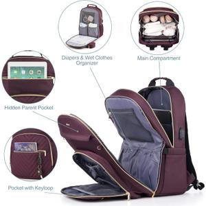 MOMUVO Diaper Bag Backpack, Quilted Baby Bag with Changing Pad & Stroller Straps & Pacifier Case, Large Travel Diaper Bags for Mom Dad