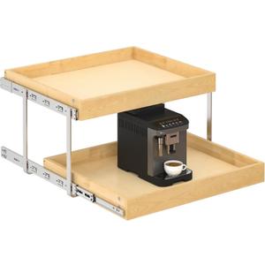 WelFurGeer 2-Tier Pull Out Cabinet Organizer with Soft Close Slides, Heavy-Duty Pull Out Drawers for Cabinets, Slide Out Shelf for Kitchen, Bathroom, Pantry & Under Sink, Solid Birch Wood