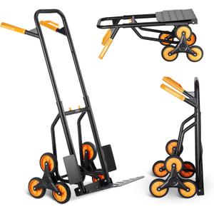 VEVOR Stair Climbing Cart, 440 lbs Capacity Stair Climber Hand Truck and Dolly, Heavy-Duty Folding Trolley Cart with Dual Handle, 6 Wheels & 2 Elastic Ropes for Home Office Shopping Moving Warehouse VEVOR Stair Climbing Cart, 440 lbs Capacity Stair Climber Hand Truck and Dolly, Heavy-Duty Folding Trolley Cart with Dual Handle, 6 Wheels & 2 Elastic Ropes for Home Office Shopping Moving Warehouse