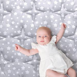 Moonsea Baby Play Mat 74"x50" Playpen Mat Thick Ultra Soft Playpen Mat for Playing or Crawling, One-Piece Crawling Mat Non Slip Padded Baby Playmat for Floor 74x50 Inches, Grey with Star