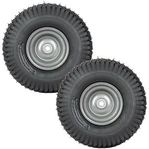 2 PCS Autocessking 15x6.00-6 Tire and Wheel Assembly Front Tires Compatible with Craftsman Riding Mowers Lawn Tractors, 3" centered Hub, 3/4" Bushing
