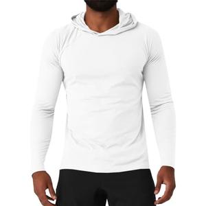 Gafeng Mens Workout Hoodie Long Sleeve Lightweight Gym Running Quick Dry Athletic Shirt with Hood Large