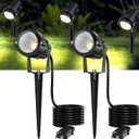 High Brightness 1000LM Outdoor Spot Lights for Yard, 3500K Warm White Spot Lights Outdoor with 4.9FT Electric Cord, 10W LED IP66 Waterproof Landscape Spotlights for Garden Tree Flag - 2 Pack