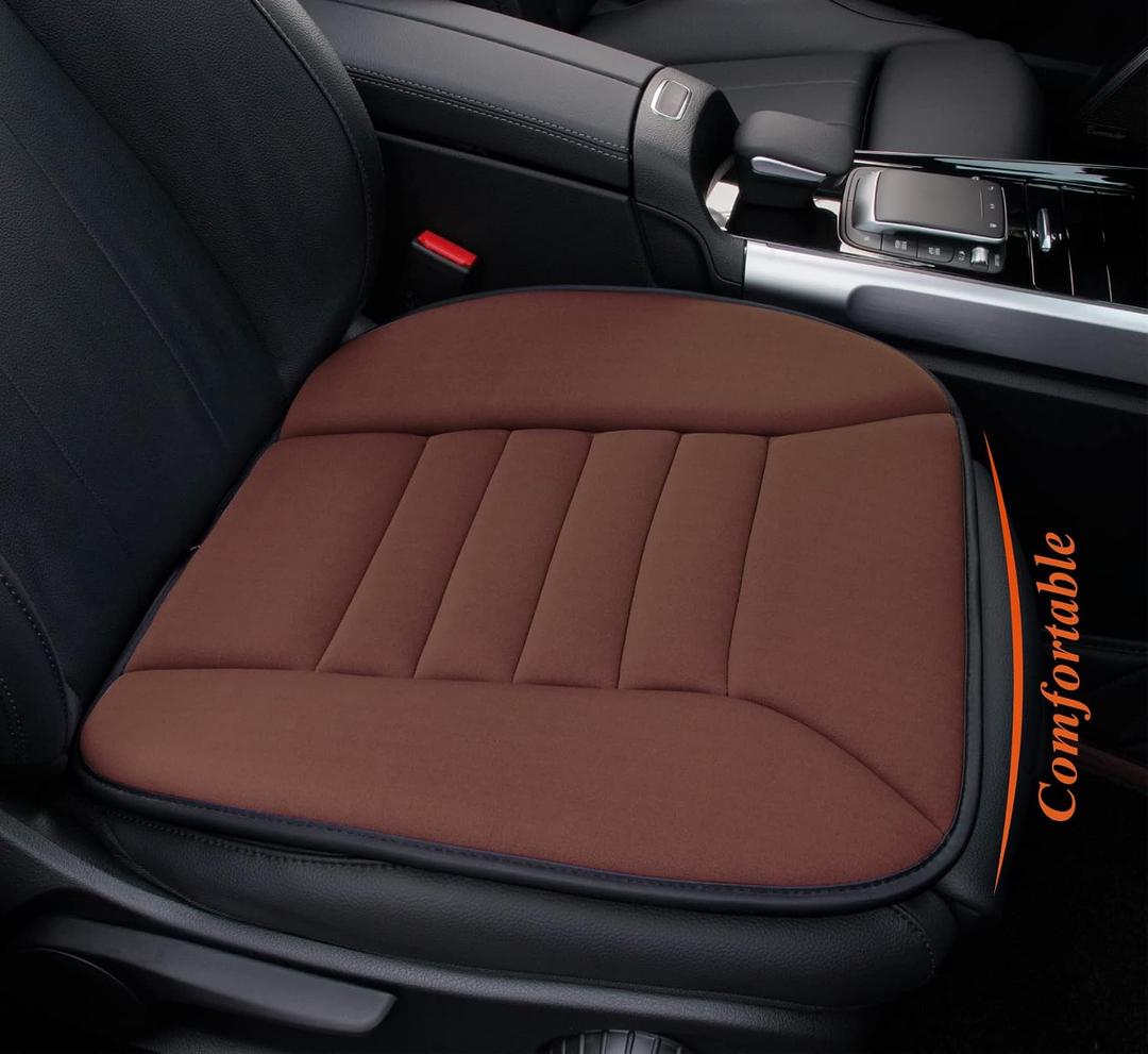 Kingphenix Car Seat Cushion with 1.2inch Comfort Memory Foam, Seat Cushion for Car and Office Chair (Brown)