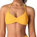 ABOCIW Women Seamless Halter Sports Bra Open Back Padded Gym Workout Crop Tank Tops Low Impact Bra (Yellow)