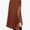 Womens Satin Skirts for Women Elegant A-line Cocktail Long Skirt High Waist Side Split Splicing Lace Midi Skirt S