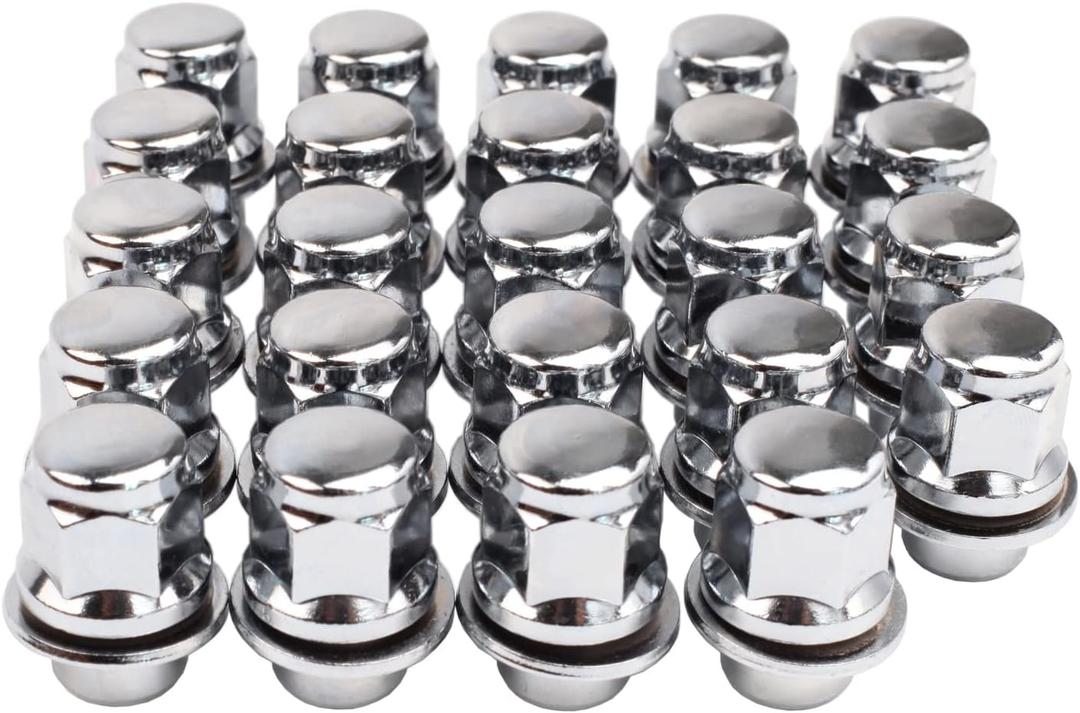 M12x1.5 Lug Nuts with Mag Flat Seat 24 pcs 13/16" 21mm Hex 1.46x1.18 Chrome Wheel Lug Nut Compatible with Tacoma 4Runner FJ Cruiser Corolla