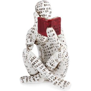 puthiac Modern Bookshelf Decor - Reading Women Figurine Sculpture Thinker Statue - Modern Abstract Home Decor for Living Room, Office, Bedroom (woman 01)
