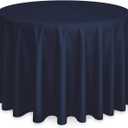 Lann's Linens - 132" Round Premium Tablecloth for Wedding/Banquet/Restaurant - Polyester Fabric Table Cloth - Navy Blue