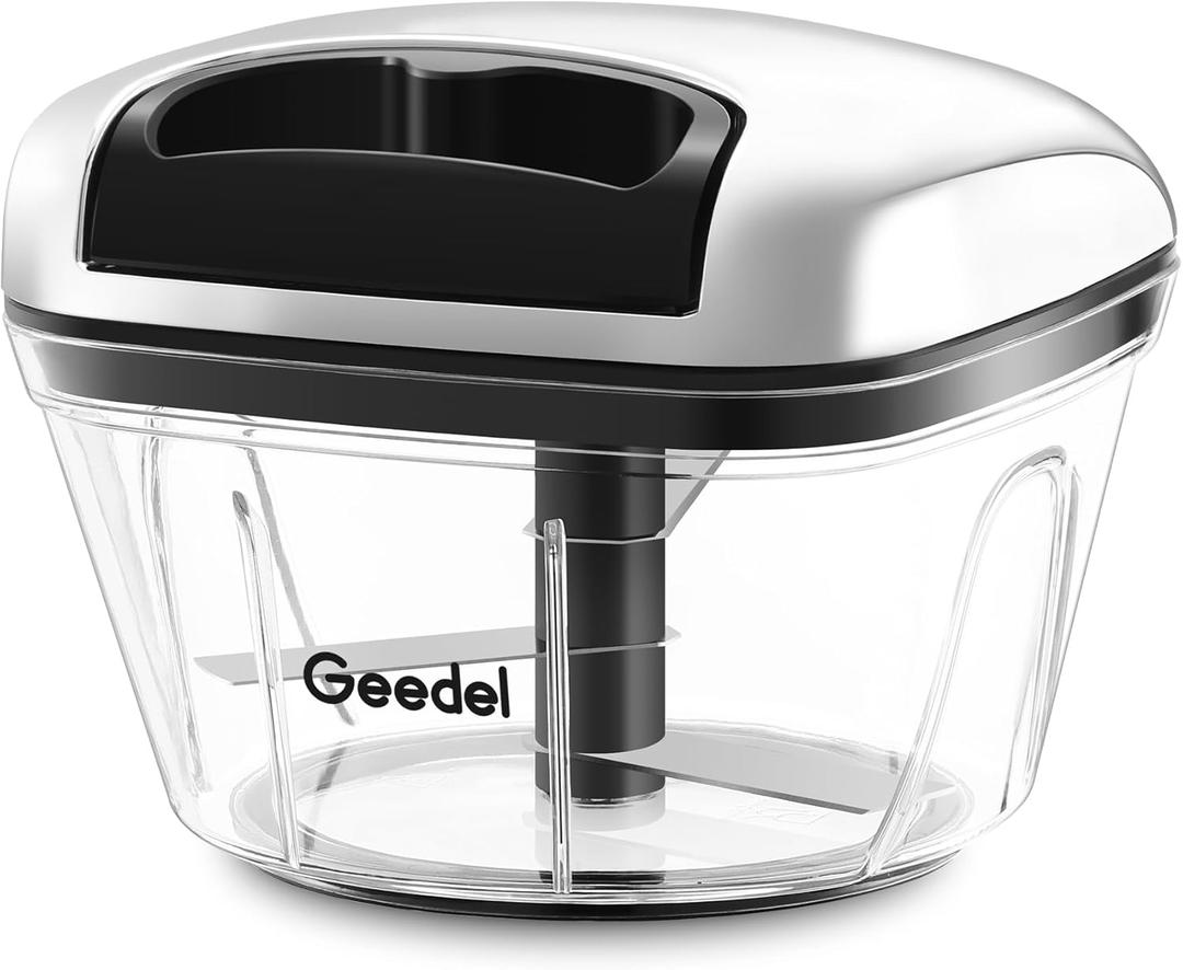 Manual Food Processor Vegetable Cutter, Geedel Pull Chopper with String, Food Chopper Vegetable Cutter for Veggies, Fruits, Salad, Onion, Ginger, Nuts. (2Cup, Plating)