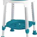 Shower Stool Chair for Inside Shower, Upgrade Small Corner Plastic Stool for Seniors Adult, 360 Swivel Shower Stool Seat for Bathroom, 6-Level Adjustable Height Bath Chair Stools with Shelf (Medium1)