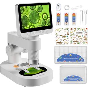 BEAVERLAB Darwin Digital Microscope 1600x, 4.0 Inch Portable Electronic Coin Microscope with 8 Adjustable LED Lights for Adults