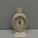 NIKKY HOME Vintage Table Clock, Battery Operated Rustic Distressed Style, Shabby Chic Home Dcor for Fireplace Mantel, Shelf, Desktop, Countertop - White