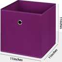Foldable Storage Cubes Bins ,11 Inch Cloth Storage Cube Fabric Storage Box Cubes Organizer Baskets with Handles for Home Organizer Set of 3 (Purple)