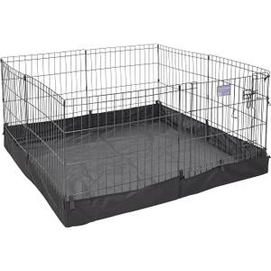 MidWest Homes for Pets Square Exercise Pen Fabric Mesh Bottom (22.05x9.85x9.85 Inch, Black)