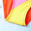 Toddler Girls Swimsuit Color Block Swimwear Kids Two Piece Bathing Suits Bowknot Beach Bikini Set, 7-8Y
