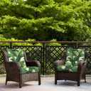 2 x LVTXIII Outdoor Tufted Low Back Cushions, Solid Fluffy Seat and Back Chair Cushion with Ties, Patio Replacement Rocking Chair Cushion for Outdoor Furniture Use, 21 W x 21D, 2 Pack, Swaying Palms Green