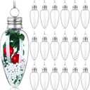 90 Pack Christmas Fillable Light Bulb Ornament Clear Plastic Christmas Ornaments with 1 Roll Silver Rope Hanging Decoration for DIY Crafts Tree Candy 3 Inch