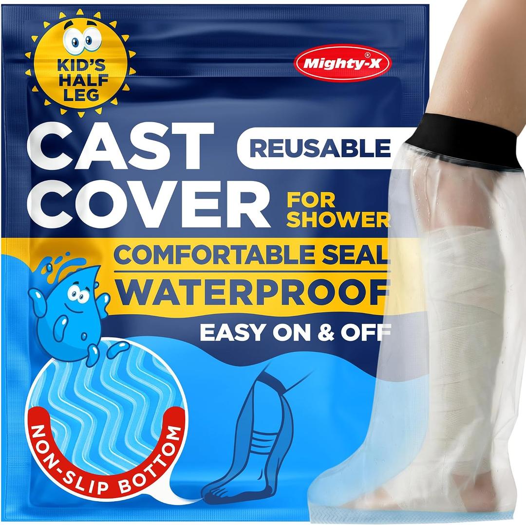 100% Waterproof Cast Covers for Shower Leg Kids - Tight Seal - Reusable Child Half Leg Cast Protector with Non-Slip Bottom - Knee, Ankle, Foot - Post Surgery Bandage & Dressing Bag for Wounds & Burns