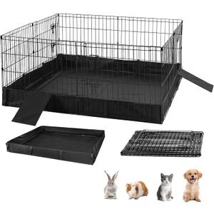 GUTINNEEN Rabbit Pet Playpen Guinea Pig Cage with Waterproof PVC Bottom Liner, Triple Fixing Cage for Rabbit, Guinea Pigs, Bunny, Hedgehog, Small Animal Indoor Playpen, 48''L x 48''W x 24''H