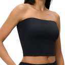 AJISAI Womens Double Lined Tube Tops Crop Going Out Tops Strapless Tank Summer Top 2025 (X-Small, Black)