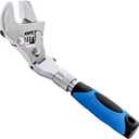 Flexhead Adjustable Wrench, 10" to 12" Ratcheting Crescent Wrenches with Retractable Extension Shank and 180⁰ Rotating Head