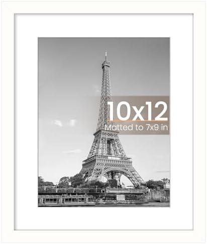 upsimples 10x12 Picture Frame, Display Pictures 7x9 with Mat or 10 x 12 Without, Wall Hanging Photo Frames, White, 1 Pack