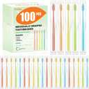 100 Pack Disposable Toothbrushes Bulk – Individually Wrapped Soft Bristles Single Use for Adults & Kids, Travel Hotel Guest Dental Office Donation Emergency Hygiene,Minimalist Design 5 Colors
