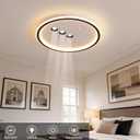 Shine LUEST Modern Round LED Flush Mount Ceiling Light with Black Finish & 3 Adjustable Spotlights, Dimmable Soft Glow Ceiling Lighting for Living Room Bedroom Hallway