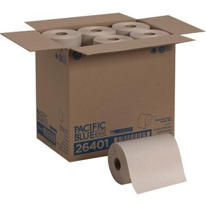 Pacific Blue Basic Recycled Paper Towel Roll by GP PRO (Georgia-Pacific), Brown, 26401, 350 Feet Per Roll, 12 Rolls Per Case