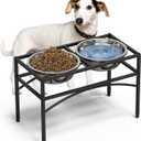 LUEXBOX Dog Bowls, Raised Pet Feeder with Stand, Stainless Steel, 10.5 inch Height, Medium or Large Breeds