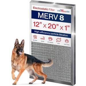 12x20x1 Electrostatic Air Filter, MERV 8, Washable, Reusable Furnace AC/HVAC Filter, Energy Saving, Easy to Clean, Long-Lasting by LifeSupplyUSA