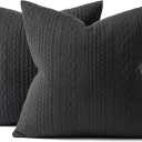 MIULEE Fall Decorative Throw Pillow Covers Set of 2 Super Soft Modern Stretchy Embossed Patterned Cushion Covers for Halloween Farmhouse Couch Sofa Livingroom Bed,Black 18x18 inch
