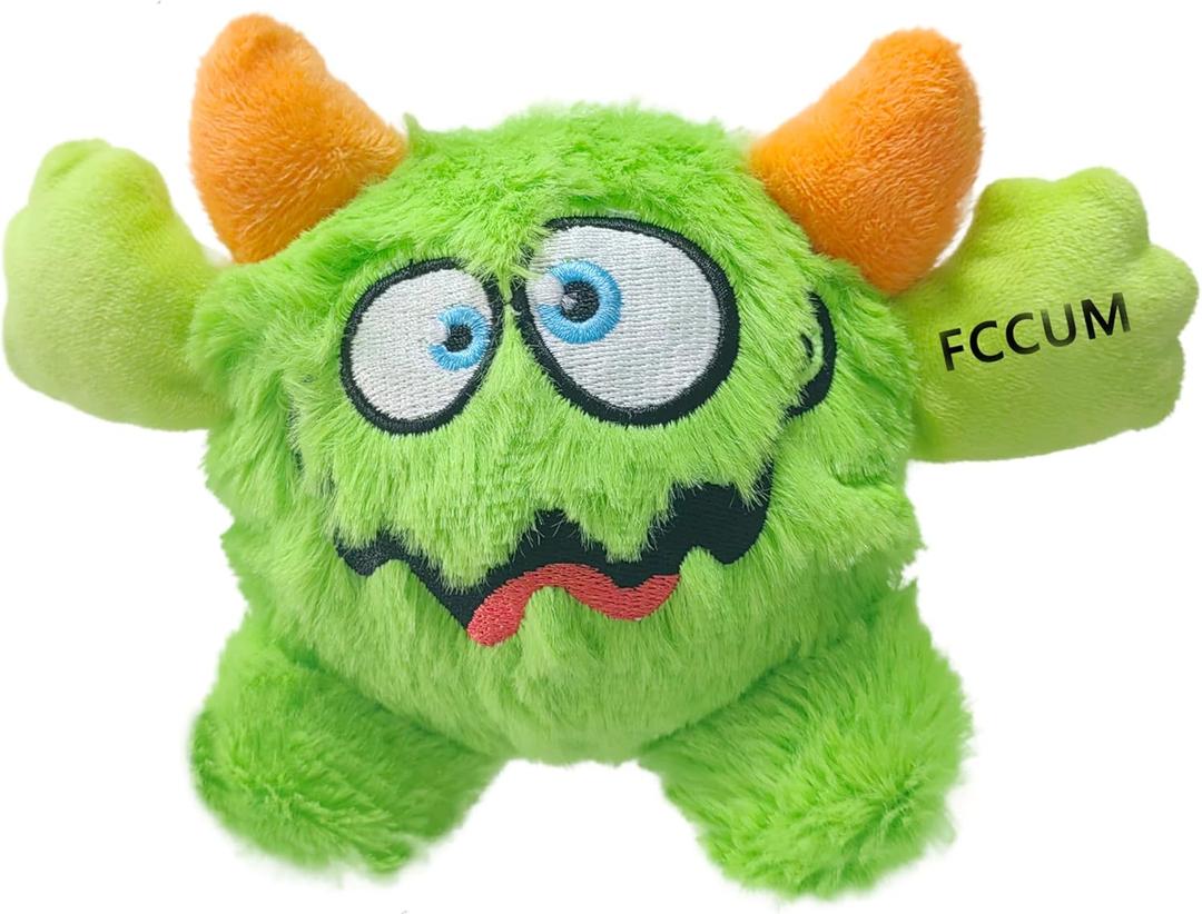 FCCUM Squeaky Plush Dog Toy Ball, Dental Care, Skin-Friendly and Soft and Relieve Stress, Dog Training Interactive Pet Cute Plush Fashionable Toy Ball (Green, Large)