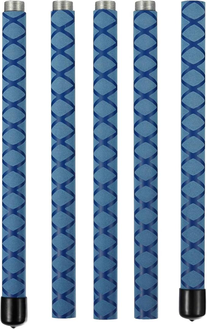 The Huang Yunming yoga stick is made of sturdy steel that is 5 feet high and an adjustable stretching stick, providing flexibility, agility, and balance. Multi functional fitness stick with 5 steel pipes (Blue)