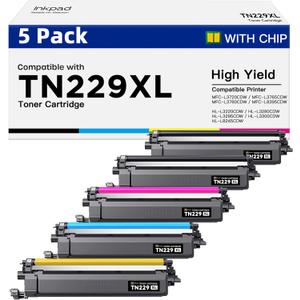 TN229XL TN229 Compatible Toner Cartridge 5 Pack Replacement for Brother TN229XL TN-229XL TN-229 Toner Cartridges to Work for MFC-L3720CDW MFC-L3780CDW HL-L3220CDW HL-3280CDW HL-L3300CDW Printers