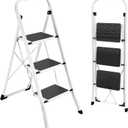 3 Step Ladder, Folding Step Stool for Adults