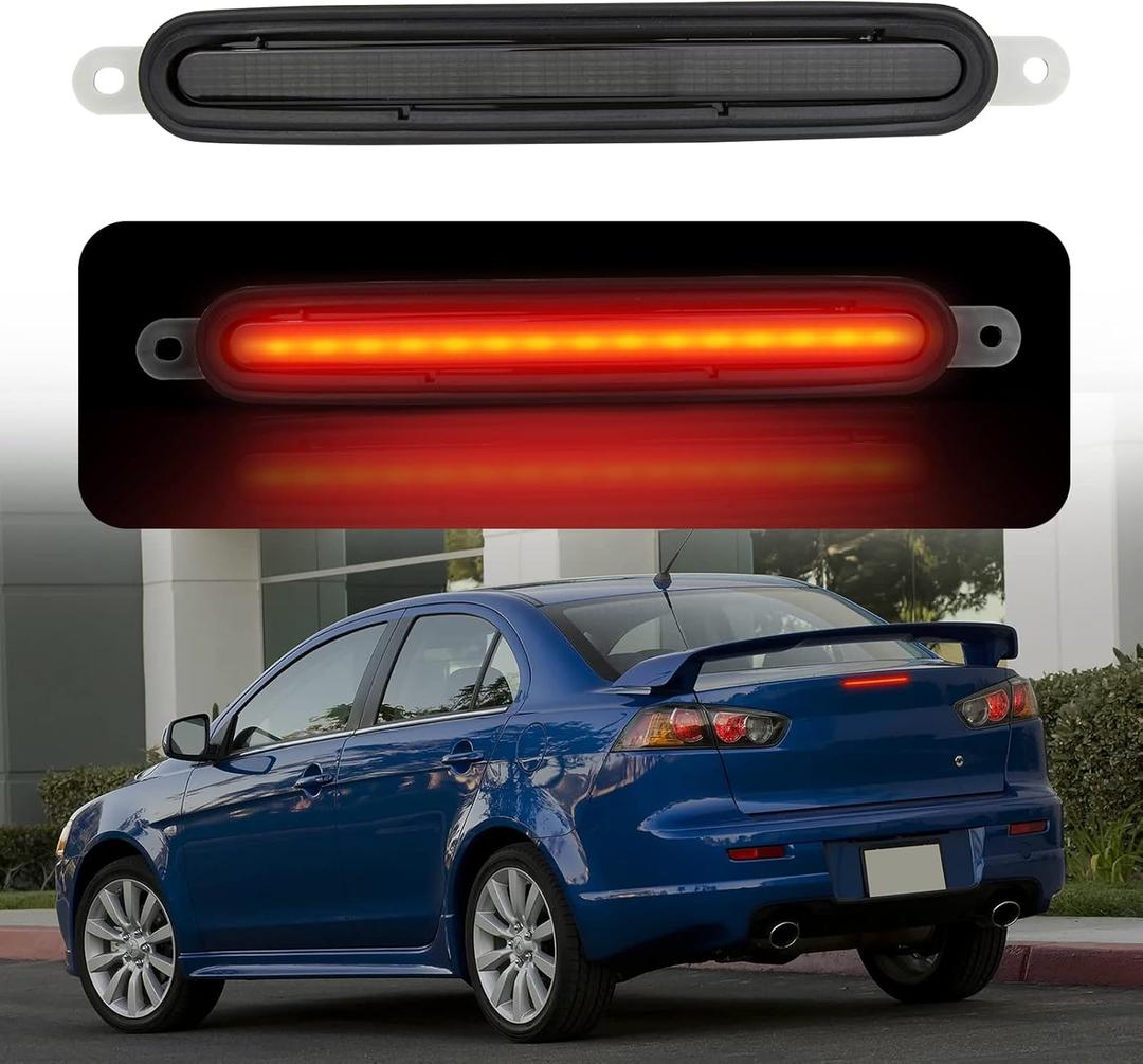 3rd Brake Light Compatible with 2008-2016 Mitsubishi Lancer, High Mount Third Brake light Smoke Lens Red LED Tail Brake Lamp Lancer Evolution EX, Replace for 8334A08