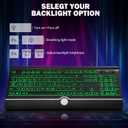 Large Print Backlit Computer Keyboard, 7-Color Backlit Keyboard with Wrist Rest, USB Plug-and-Play, Oversize Letters Keys Easy to See and Type, Wired Light Up Keyboards for Laptop, PC, Gaming