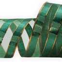 Christmas Green Wired Edge Satin Ribbon,2-1/2 Inch 10 Meters Spool,Use for DIY Gift Wrapping Wreath Floral Arrangement Bow Decoration