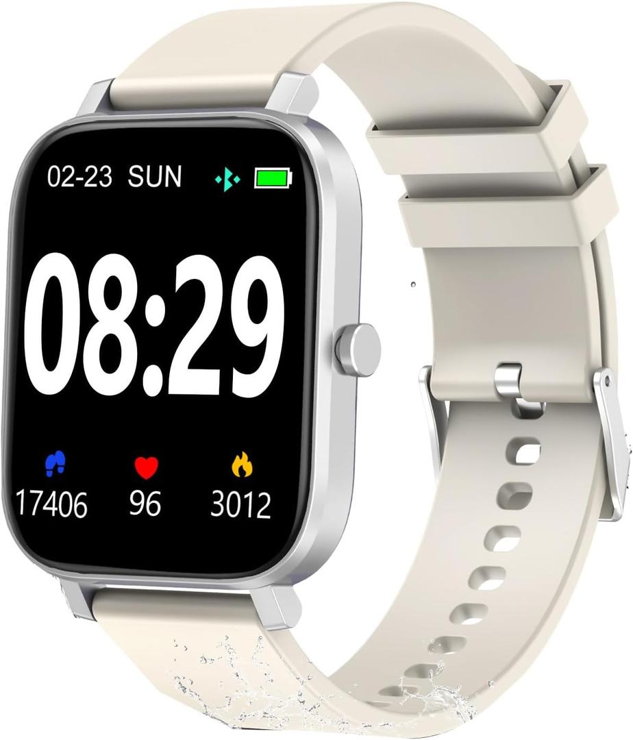 Smart Fitness Tracker Watch with Heart Rate Monitor, Activity Tracker with Pedometer, Sleep Monitor, Calories & Step Counter, Waterproof Smart Watch for Women Men Fitness Watch for Sports (Starlight)