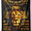 Afterprints Christian Gifts for Men, Blanket Printed with Lion & Bible Verse, Religious, Birthday Gifts for Men, Teen Boys, Catholic, Spiritual, Baptism Gift, Soft Throw Blanket 50'' x 60''