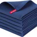 Homaxy 100% Cotton Waffle Weave Kitchen Dish Cloths, Ultra Soft Absorbent Quick Drying Dish Towels, 12 x 12 Inches, 6-Pack, Navy Blue