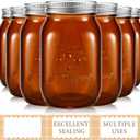 Tessco for you 12 Pcs Amber Bulk Mason Jars 16oz with Lids Glass Pint Canning Containers Regular Mouth for Food Storage, Wedding, DIY Crafts, Table Centerpieces