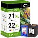 21XL 22XL Ink Cartridges Combo Pack Compatible HP 21 22 Ink Cartridges Replacement for OfficeJet 4315 J3680 DeskJet F2210 F4180 F380 F300 F4140 D1455 3940 PSC 1410 (2-Pack, Black/Tri-Color)