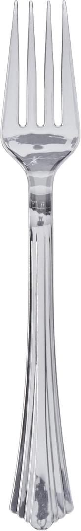 Reflections Heavyweight Plastic Utensils, Fork, Silver, 7", 40/Pack, Pack of 1,