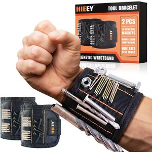 HIEEY 2 Pieces Magnetic Wristband for Holding Screws, Gifts for Men, Tool Belt Magnetic Wristband for Holding Screws, Cool Gadgets Christmas Gifts for Him Men Women Husband (Gift Box)